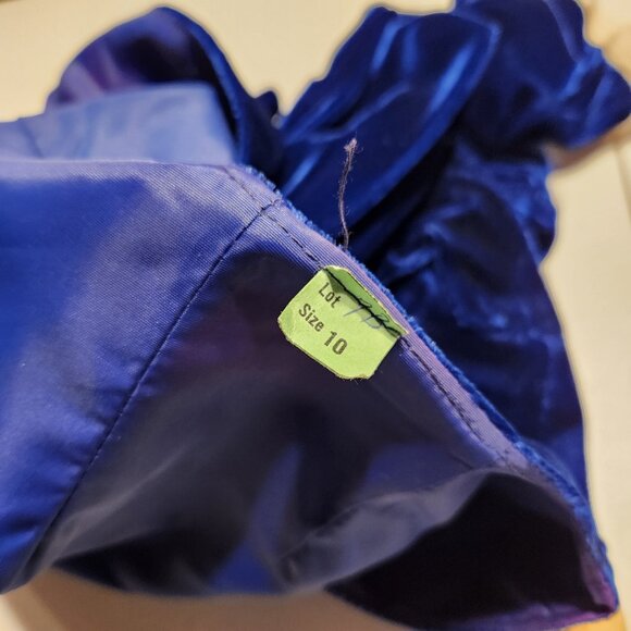 🕯️ Vtg 60s Blue Velvet Lace 2pc Gown & Jacket Set 10 🕯️ - Picture 7 of 11